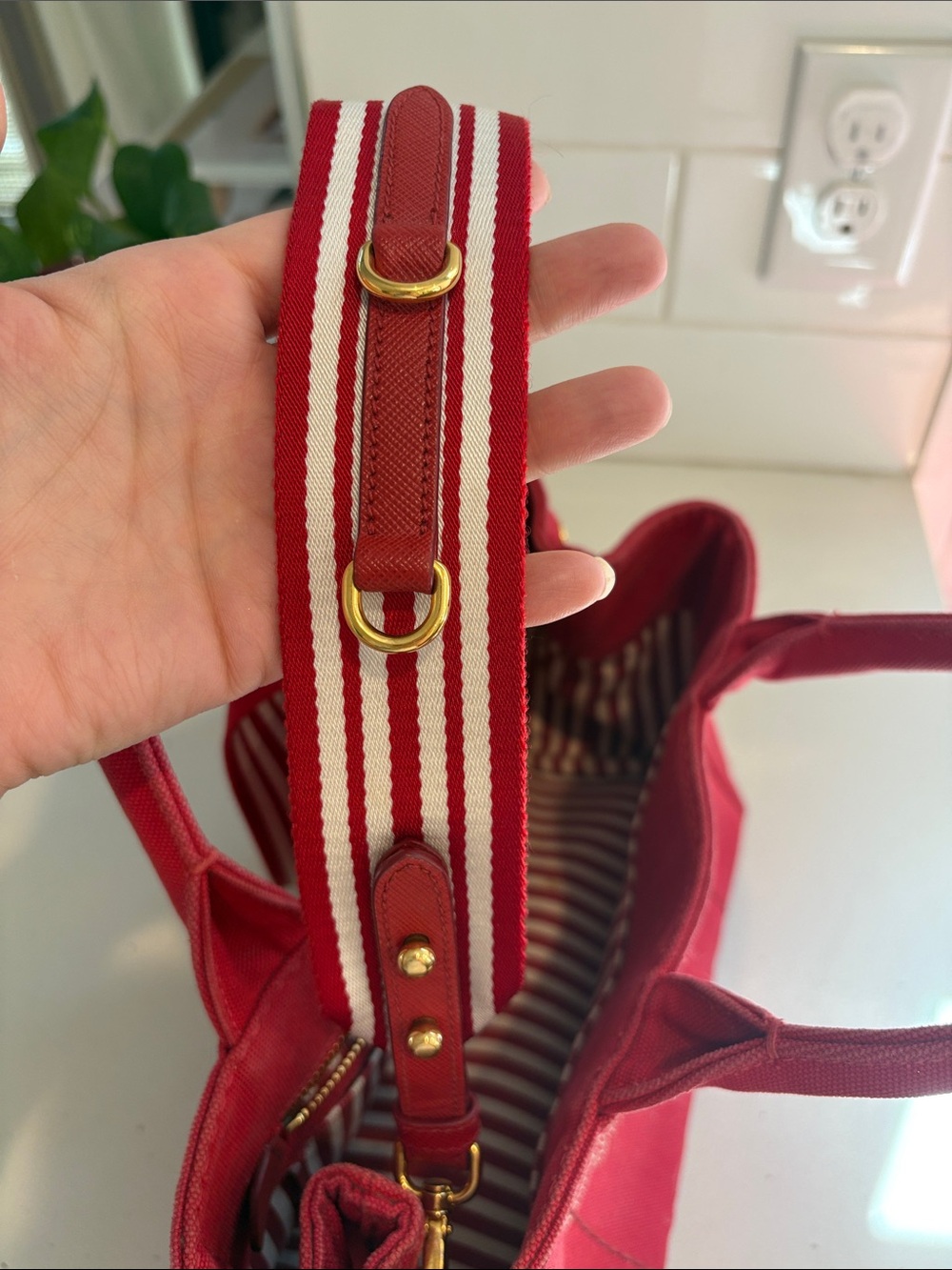 Prada Red Canapa Mini Size - Picture 10 of 10